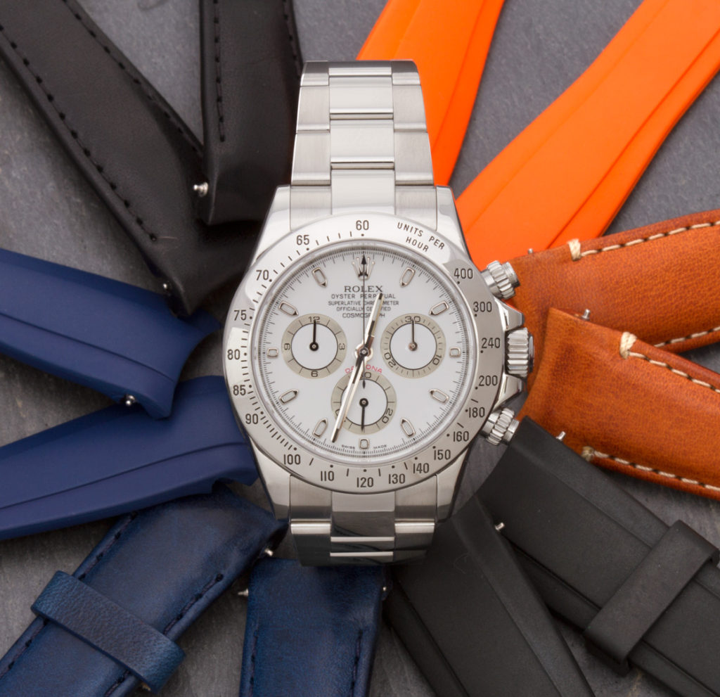 Rolex Daytona with leather and rubber watch strap variations