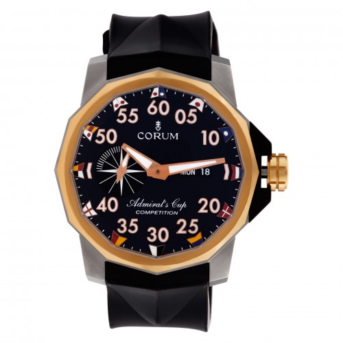 Corum Admiral's Cup Competition 48 in titanium & 18k rose gold on a rubber strap.