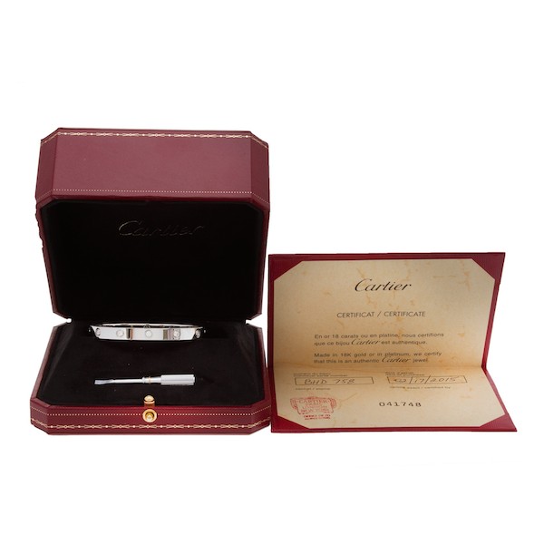 Full Cartier Love set with bracelet, box, papers, and screwdriver