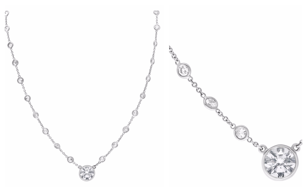Diamonds by the inch necklace with round center diamond