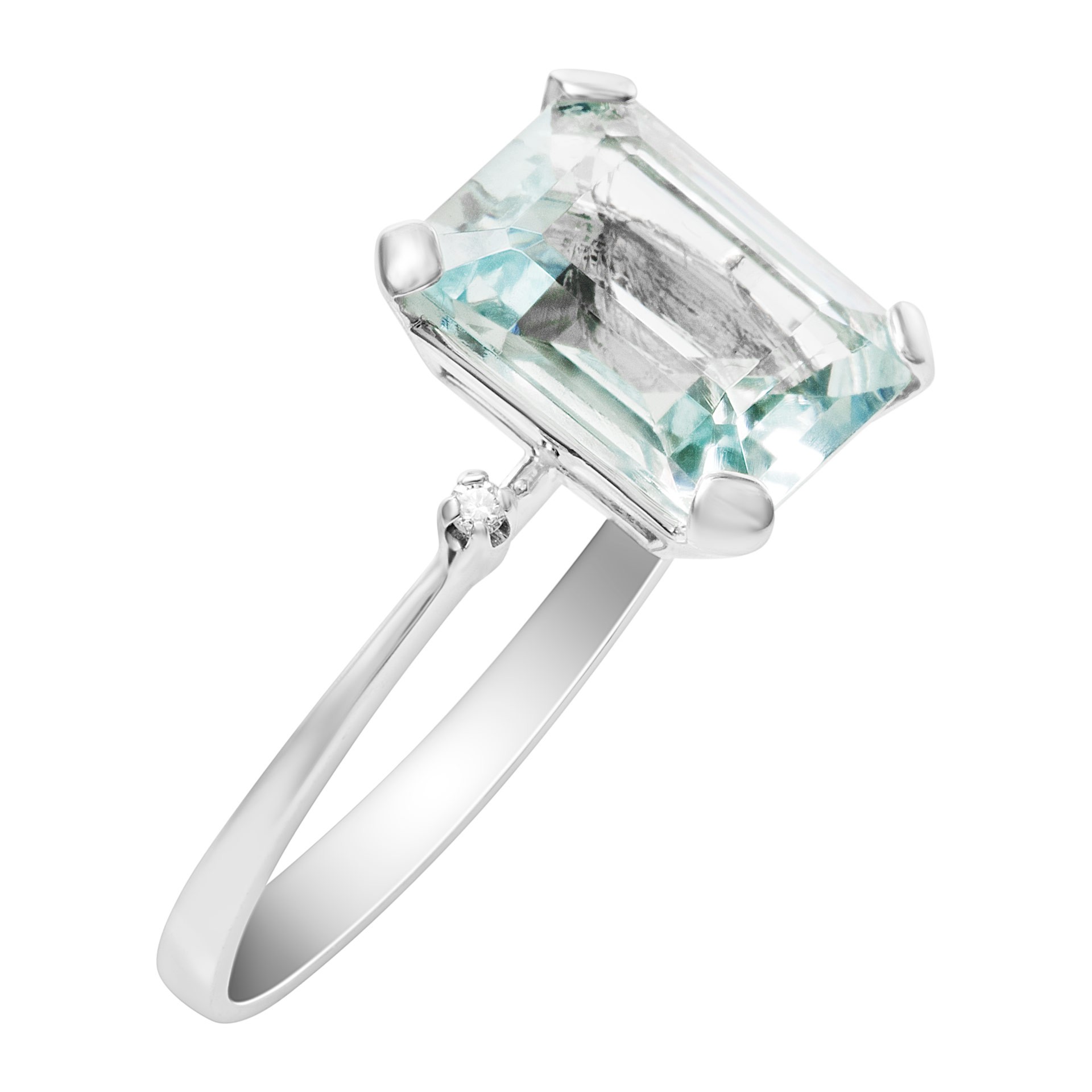 Fine Jewelry for Less than $1000: White gold, diamond, and aquamarine ring