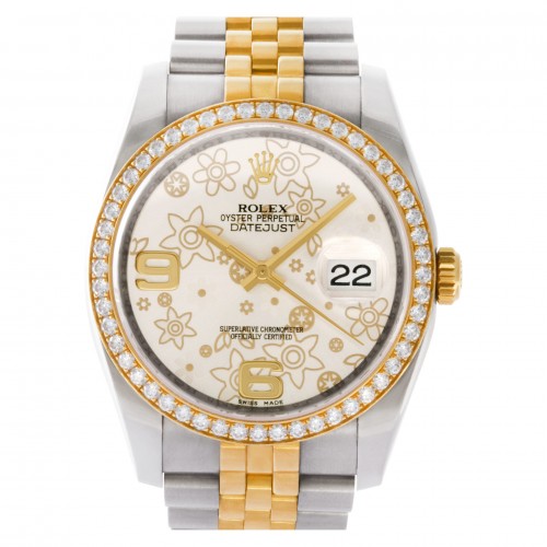 Floral watches: Two tone Rolex Datejust 116243
