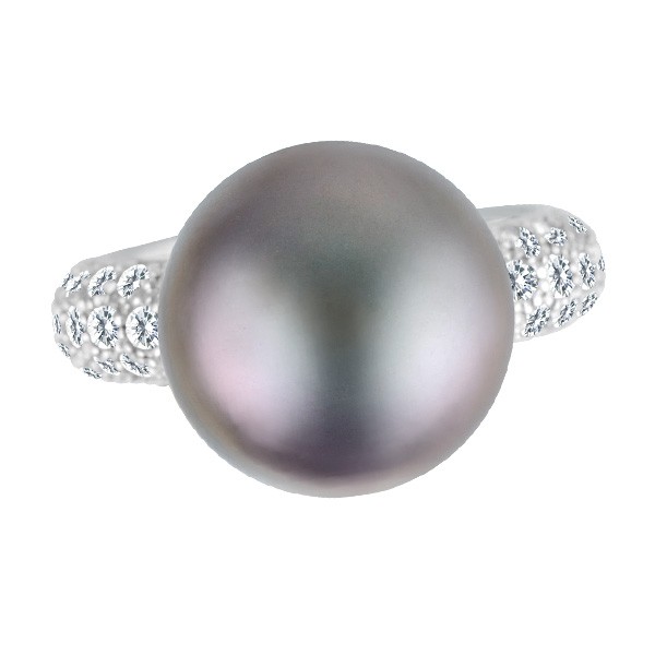 Diamond and Pearl Jewelry: Cartier Black Tahitian Pearl and Diamond Ring