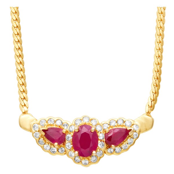 July Birthstone Ruby Jewelry: 14k Yellow Gold Necklace