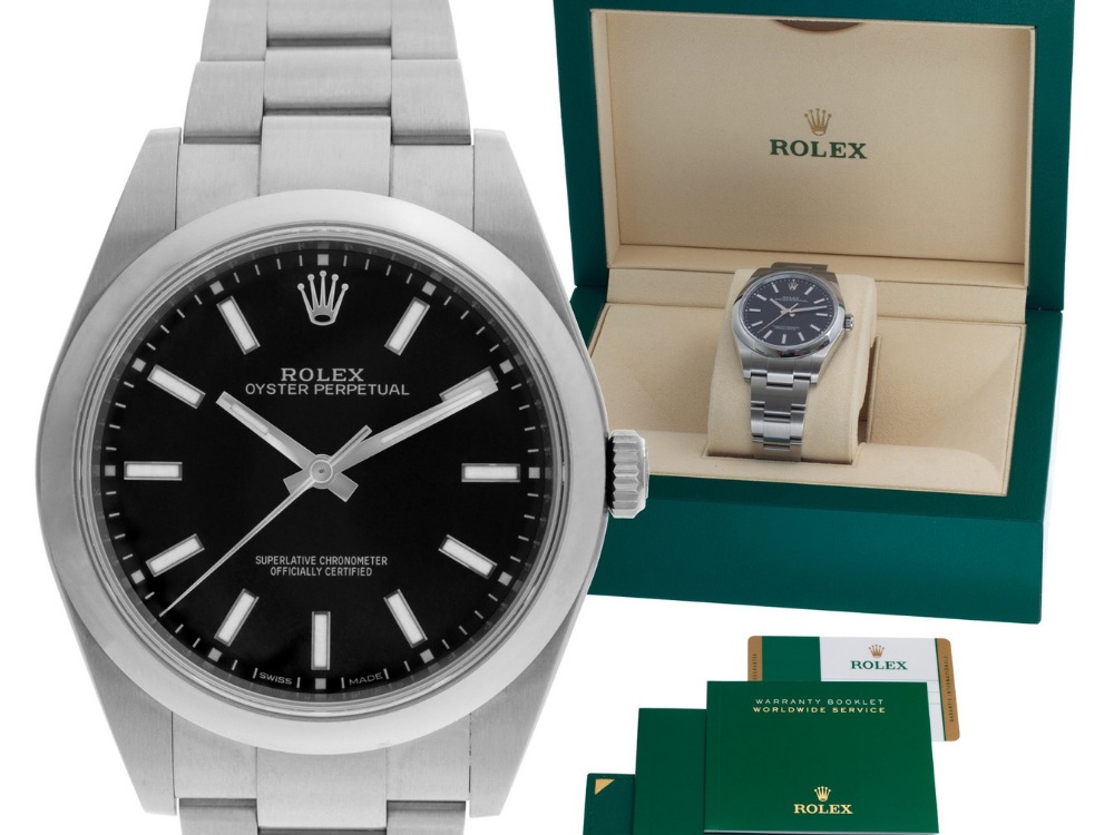 The Oyster Perpetual 114300 with a black dial is a solid first Rolex
