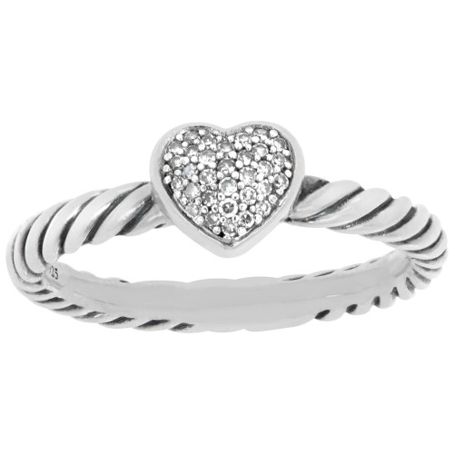 David Yurman diamond pave heart ring in sterling silver
