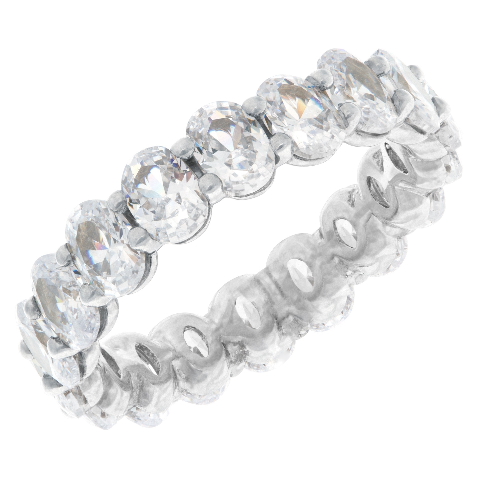 3.6ct Oval Cut Diamond eternity band or ring in platinum image 3