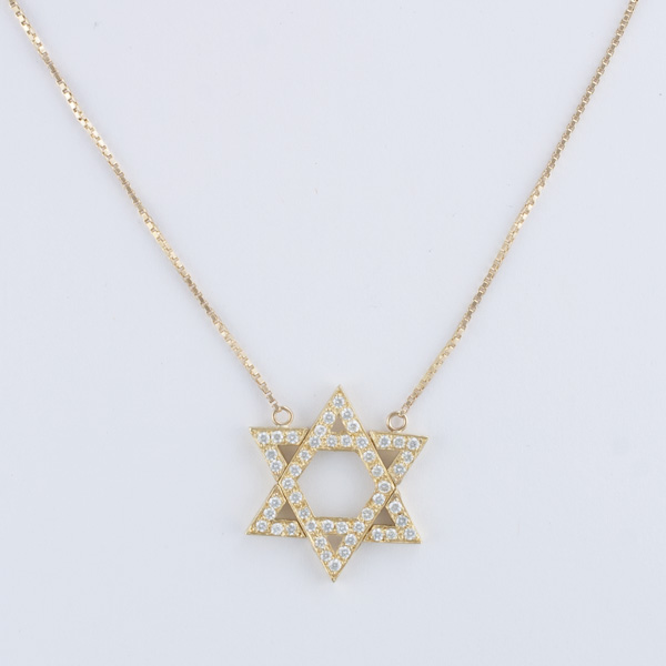 Star of David diamond pendant in 14k on gold chain image 2
