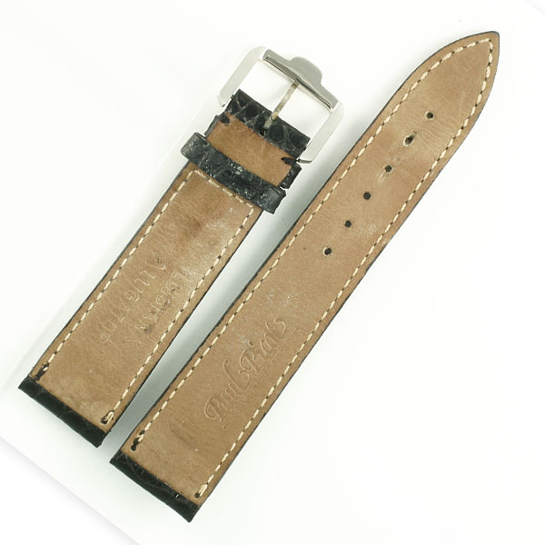 Paul Picot black alligator strap with stainless steel tang buckle image 2