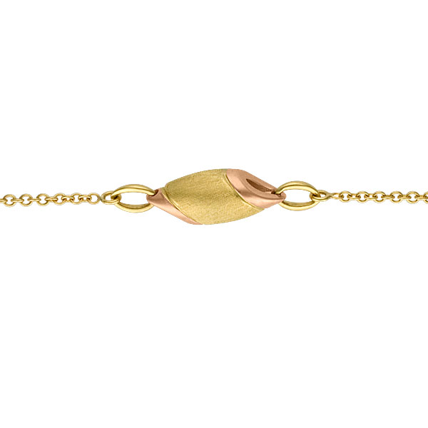 Chimento necklace in 18k yellow gold with brushed stations & pink gold accents image 2