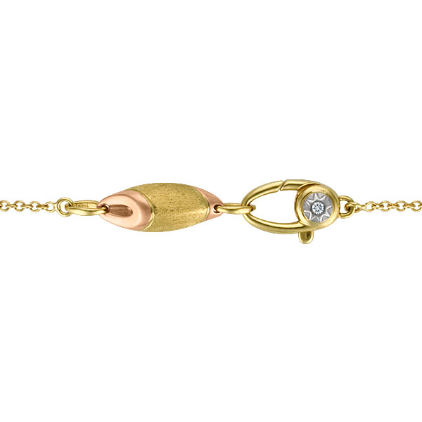 Chimento necklace in 18k yellow gold with brushed stations & pink gold accents image 3