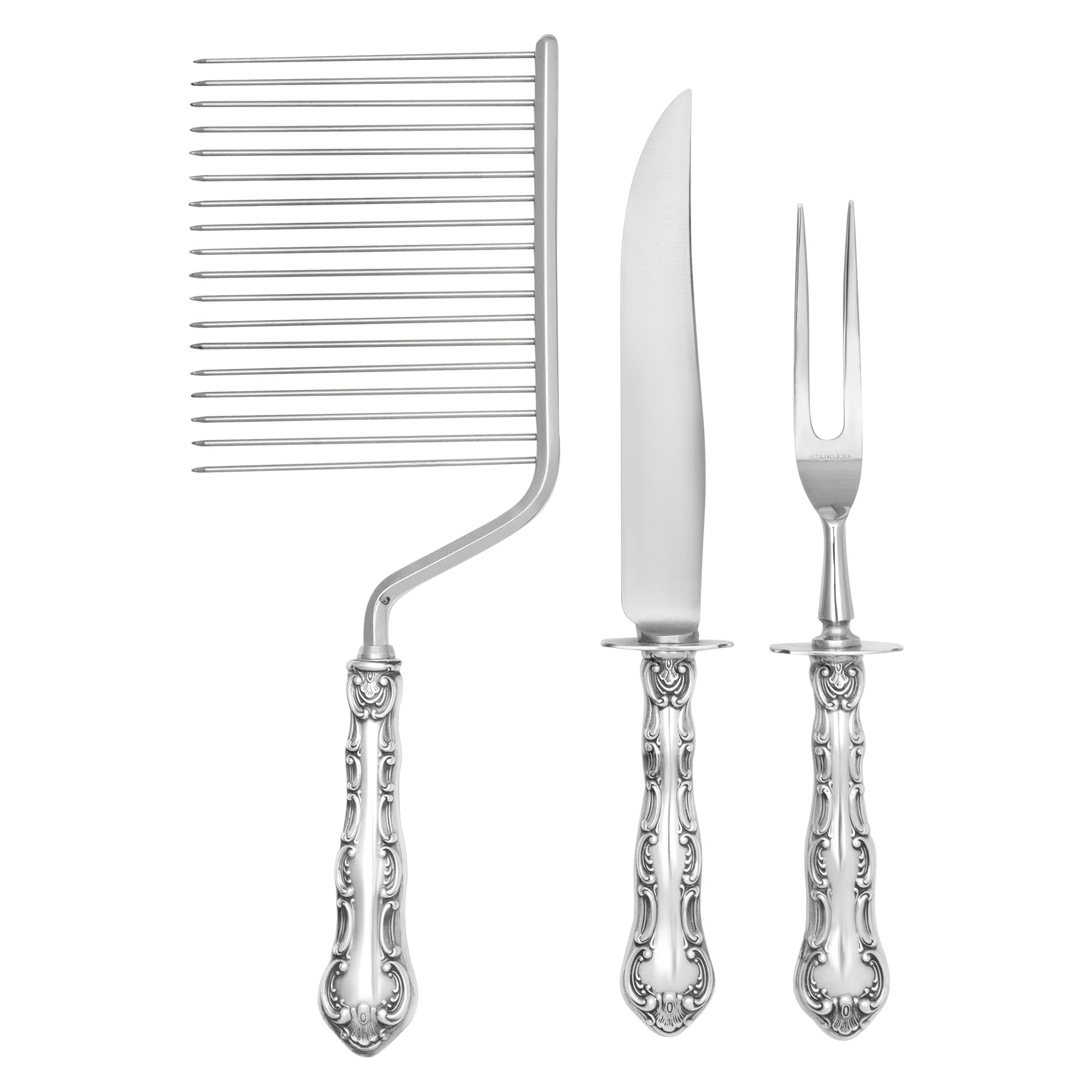 SUPER SIZED "Strasbourg" Sterling Silver Flatware set patented by Gorham in  1897-  8 Place setting for 12 (plus) with 18 serving pieces- Over 3300 grams sterling silver. image 3