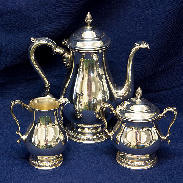PRELUDE patented in 1939 by International silver Co, 3 pieces sterling silver coffee set image 1