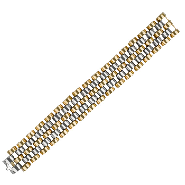 Unique Link Bracelet - Heavy And Wide In 14k White And Yellow Gold image 1