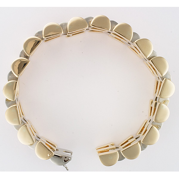 Unique Link Bracelet - Heavy And Wide In 14k White And Yellow Gold image 2