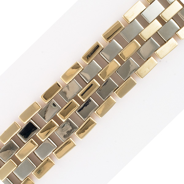 Unique Link Bracelet - Heavy And Wide In 14k White And Yellow Gold image 4
