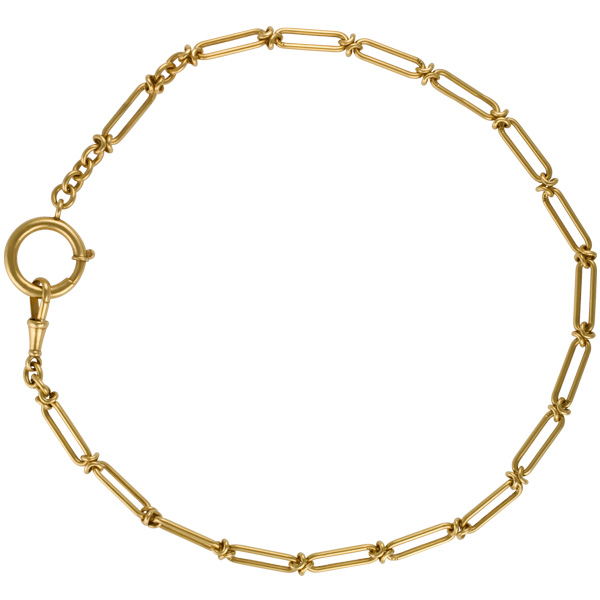 Antique Pocket Watch Chain With Gold "Knots" And Long Links In 18k Yellow Gold 18 Inches Long image 1