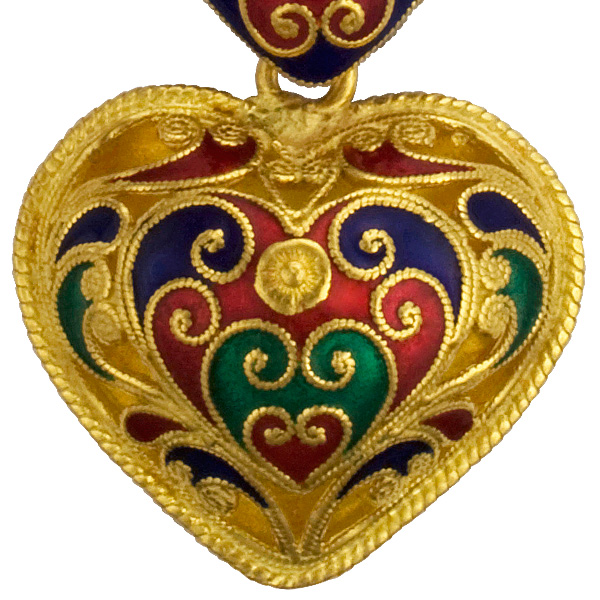 Colorful & Rich enamel heart necklace made of 3 ounces of 99.9% pure gold! image 3