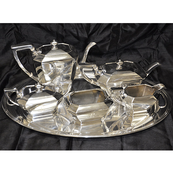 FAIRFAX, Gorham, 6 pieces sterling silver tea and coffee set, with silver tray, total approx. weight: 112 troy ounces .925 sterling silver. image 1