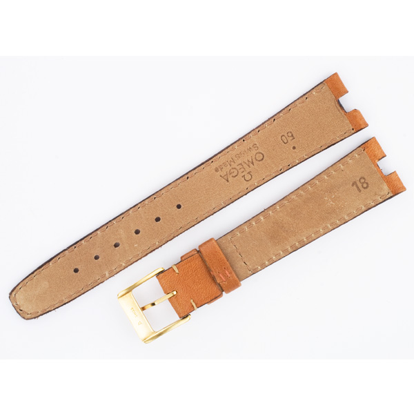 Omega light brown calf skin strap with buckle (18x14) image 2