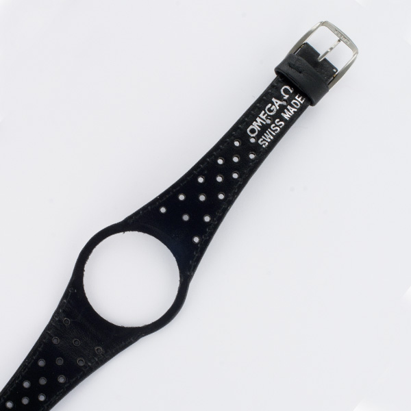 Omega Dynamic One-piece black calfskin strap with 14 mm buckle image 2