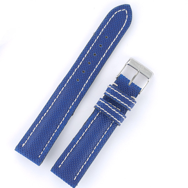 Breitling blue nylon strap with white stiching and stainless steel buckle (18x16) image 1