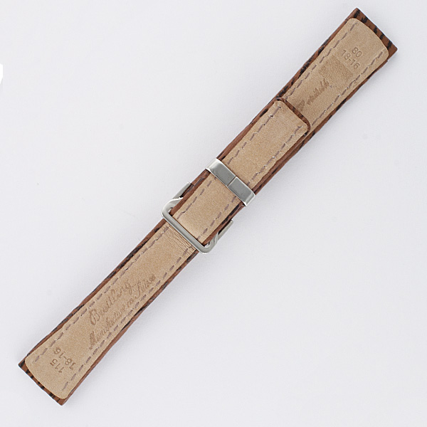 Breitling brown shark skin strap with stainless steel deployant buckle (18x16) image 2