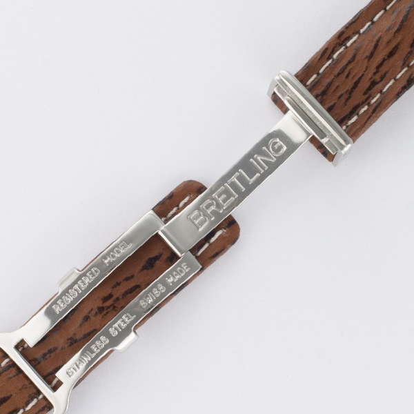 Breitling brown shark skin strap with stainless steel deployant buckle (18x16) image 3