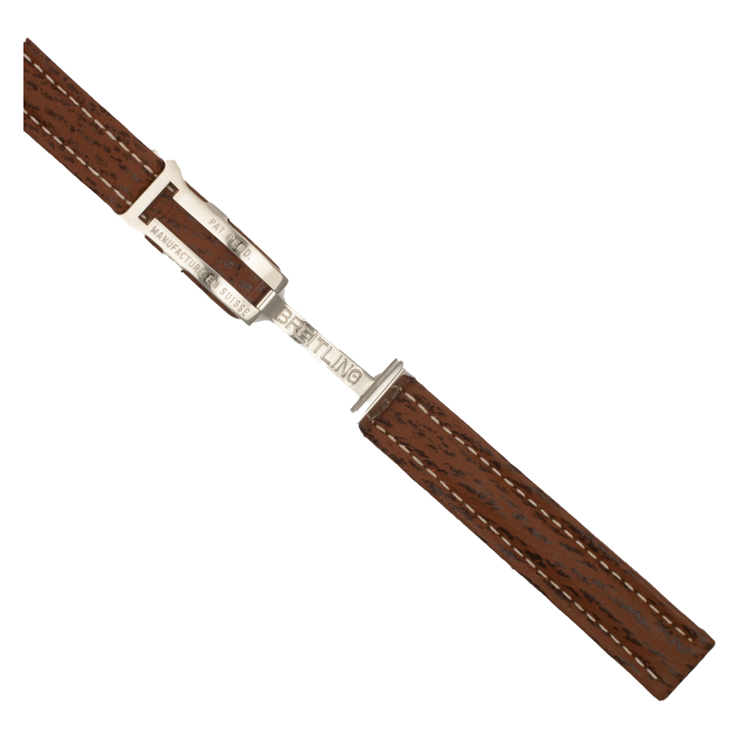Breitling Brown Shark Skin Strap With White Stiching and Deployant Buckle (15x14) image 2