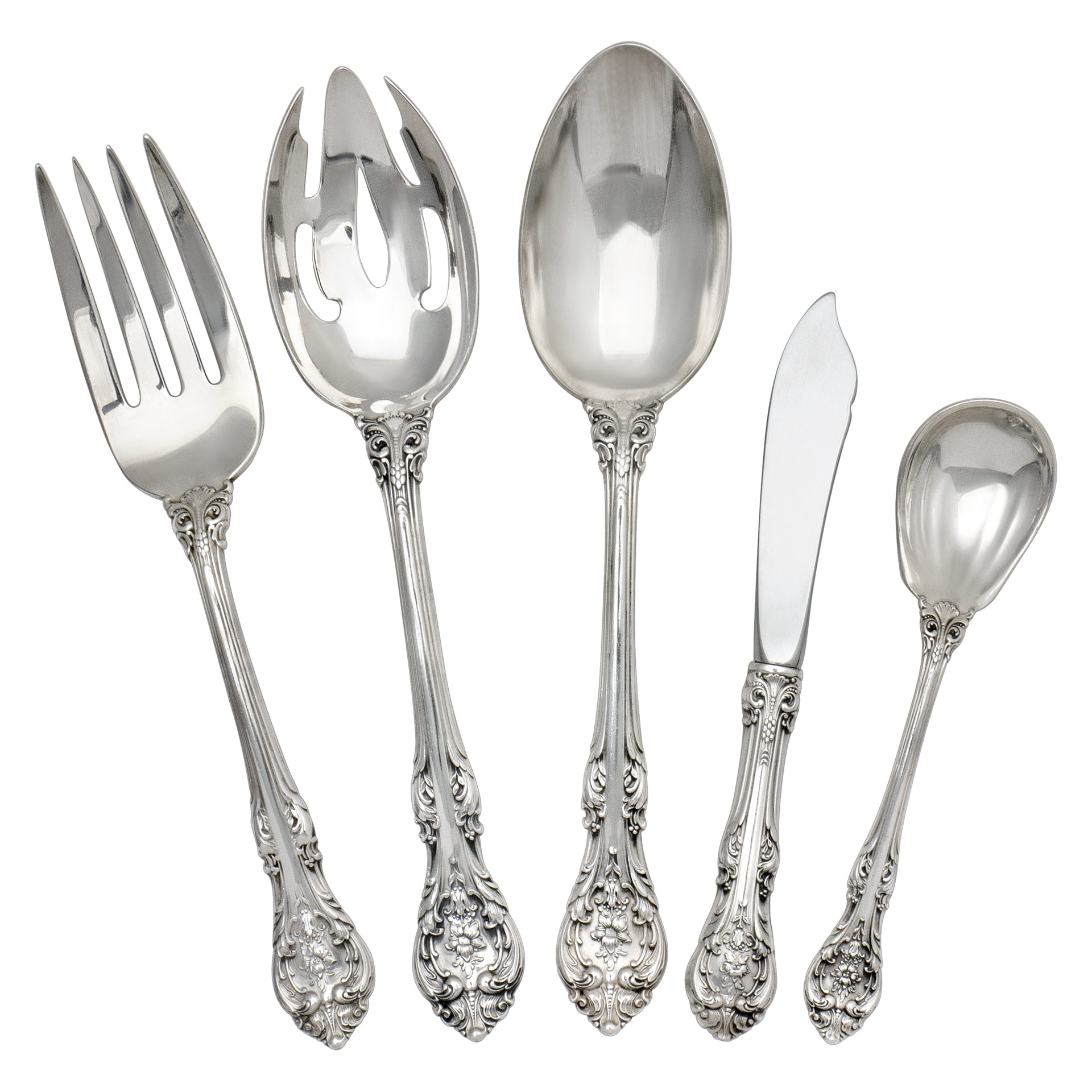 KING EDWARD Sterling Silver Flatware set patented in 1936 by Gorham- 121 pieces total. 8 Place setting for 10 + 5 Serving Pieces image 3