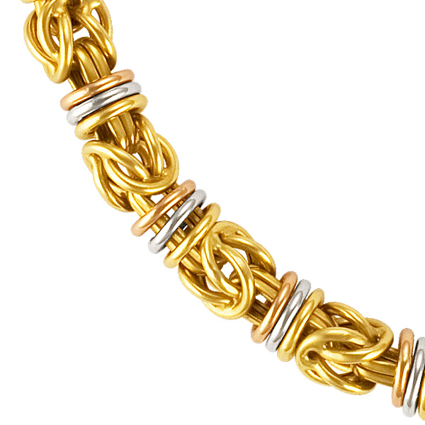 Italian 18k yellow gold necklace in smooth puzzle design image 2