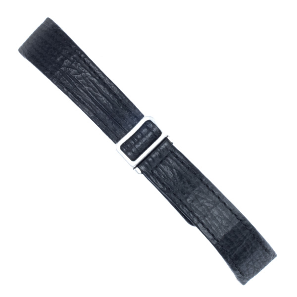 Ebel stainless steel deployant buckle on a slightly used shark skin black strap (19x15) image 1