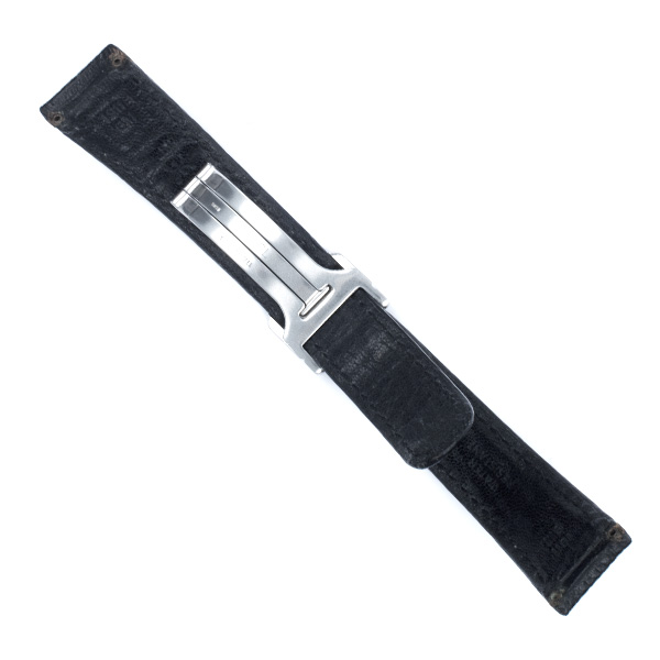 Ebel stainless steel deployant buckle on a slightly used shark skin black strap (19x15) image 2