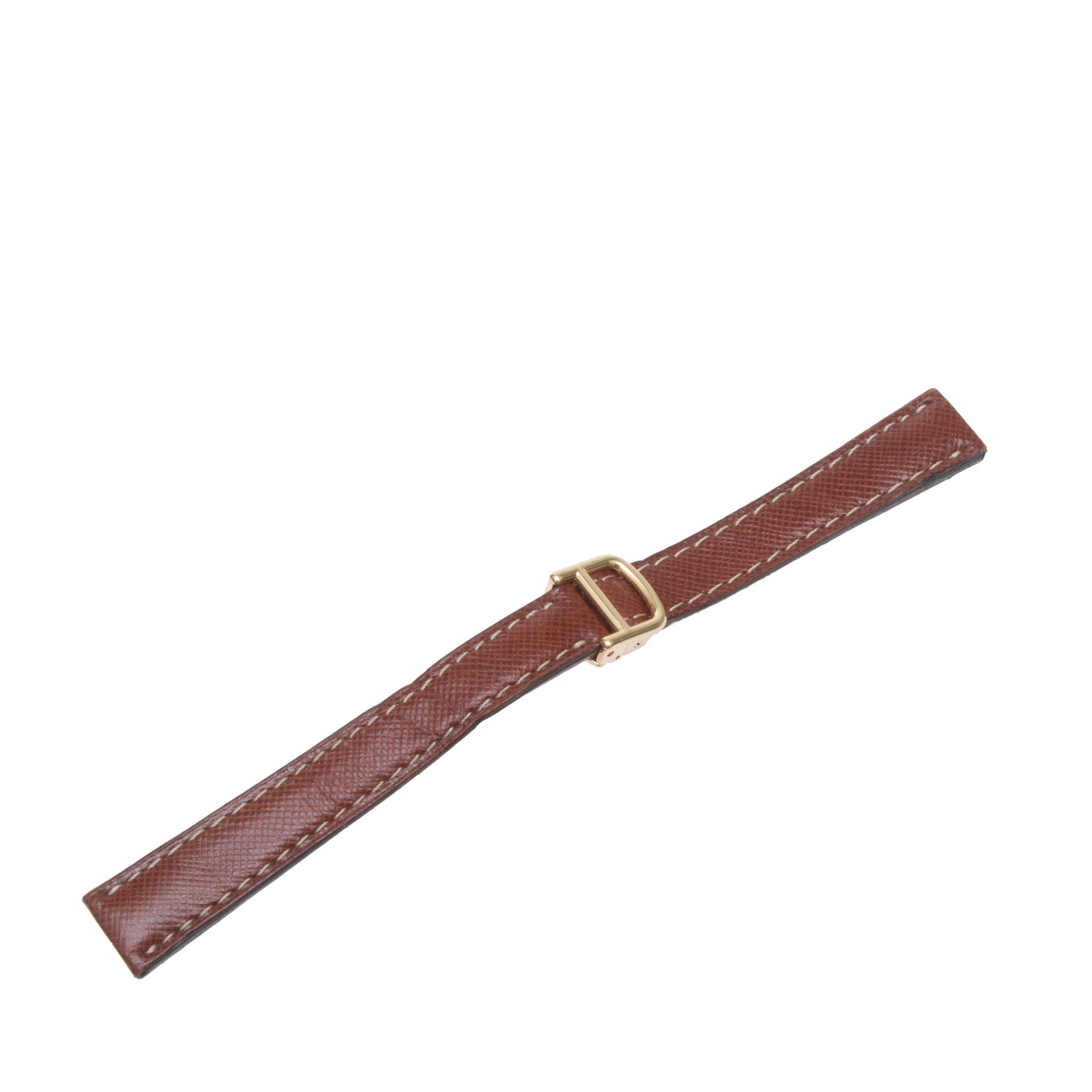 Cartier textured brown leather strap (14x12) with 18k deployant buckle (12mm) image 1