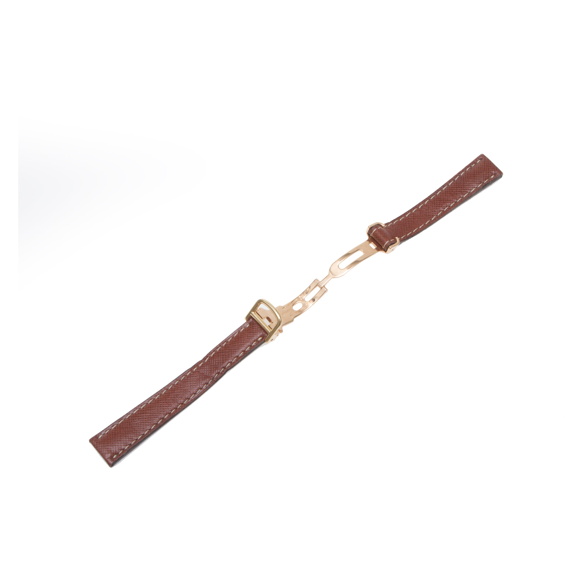 Cartier textured brown leather strap (14x12) with 18k deployant buckle (12mm) image 3