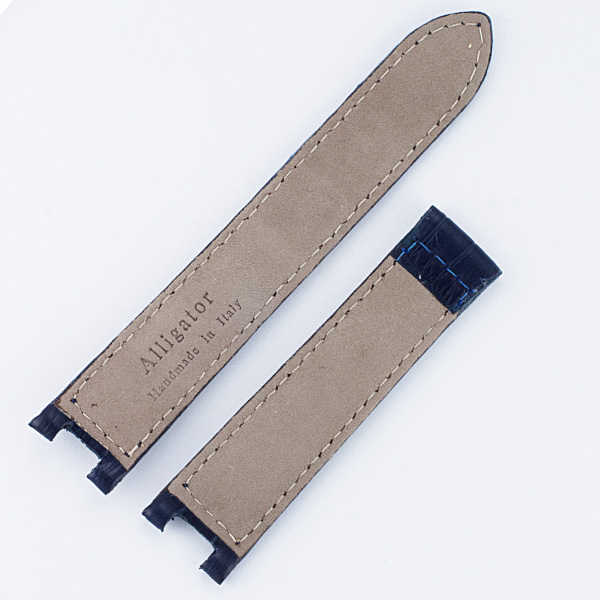 Italian made to fit Cartier Pasha navy blue alligator strap (18x16) for deployant buckle. image 2