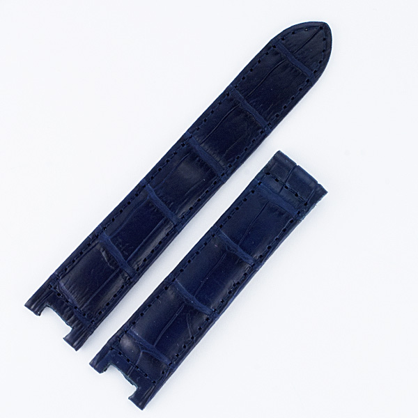 Italian made to fit Cartier Pasha Navy Blue Alligator Strap (18x16) For Deployment Buckle. image 1