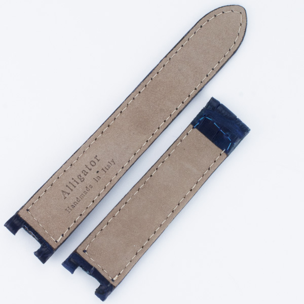 Italian made to fit Cartier Pasha Navy Blue Alligator Strap (18x16) For Deployment Buckle. image 2