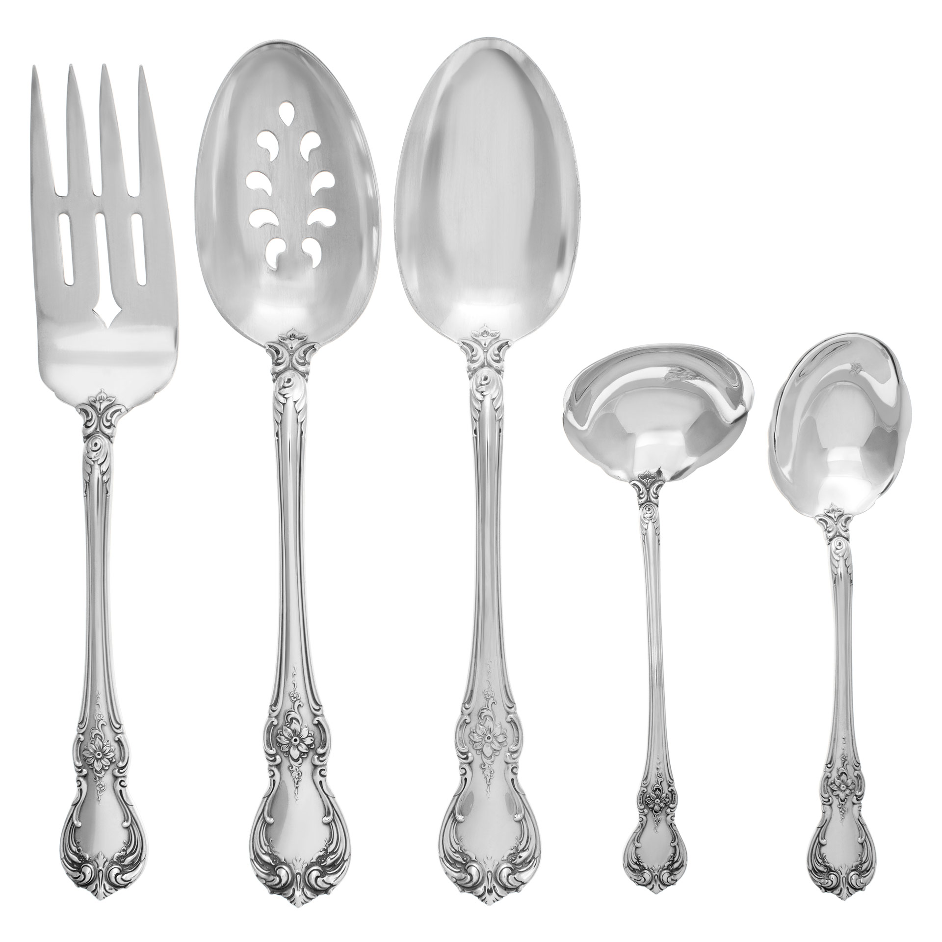 "OLD MASTER" Sterling Silver Flatware Set, Ptd in 1942  by Towle Silversmiths. 128 PIECES TOTAL- 6 Place Settings for 20 (xtra) + 7 Serving Pieces- 162 ounces troy of .925  Sterling Silver.TOTAL 139 pieces. image 3