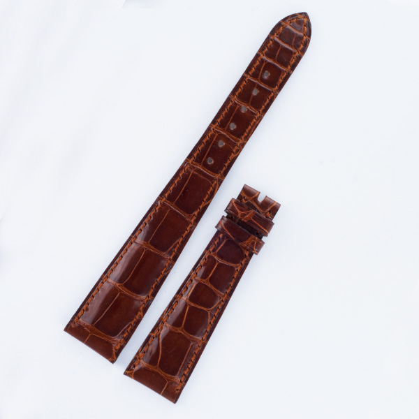 Patek Philippe brown alligator padded strap long 20mm x 14mm for tang buckle, long 5.25" & short 3" image 1