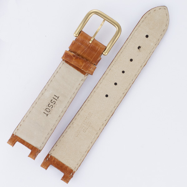 Tissot brown leather strap 18x16 with tang buckle. image 2