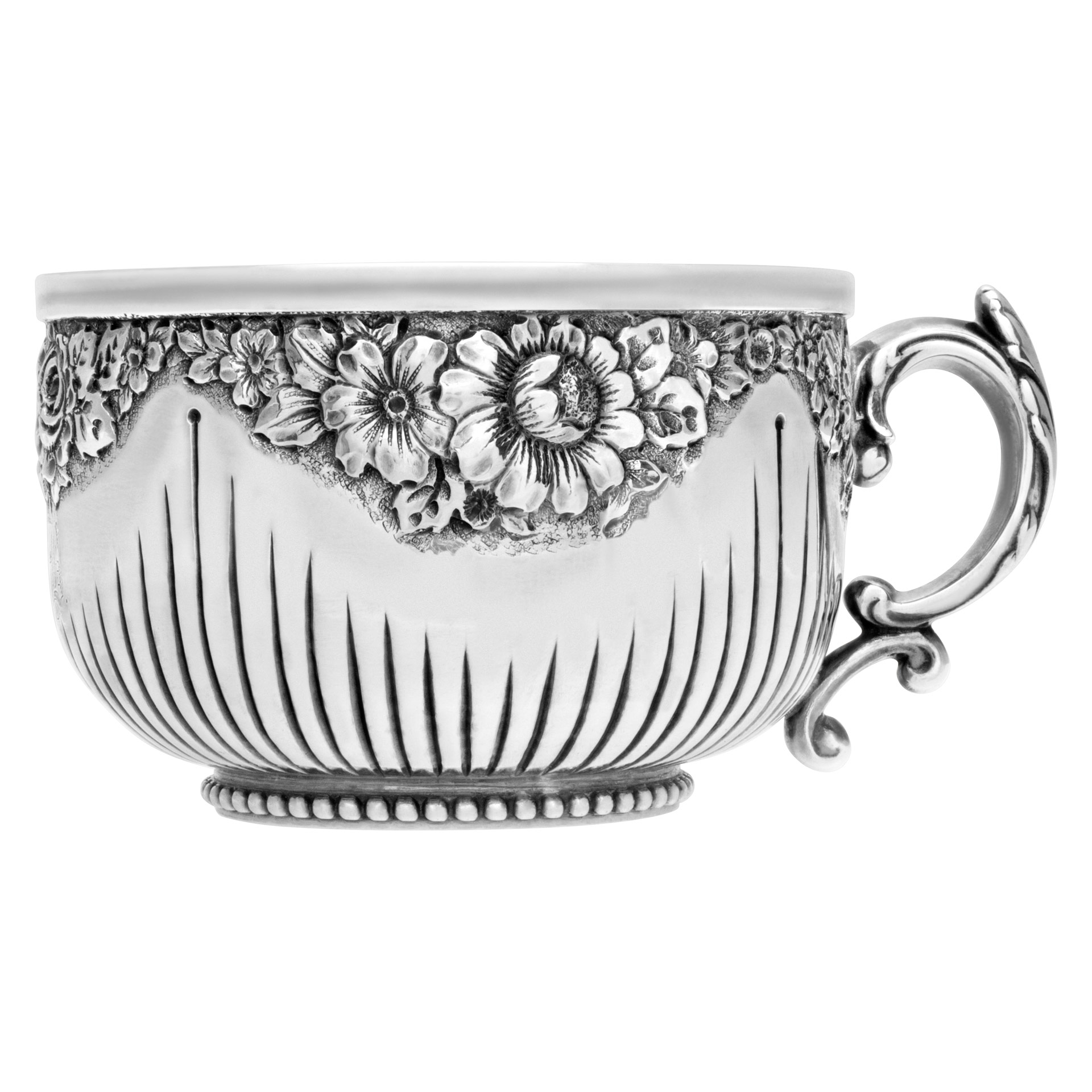  "Cluny" Ptd 1883, Pair Of Sterling Silver Demi-Tasse Coffe Cup With Matching Saucer. image 1