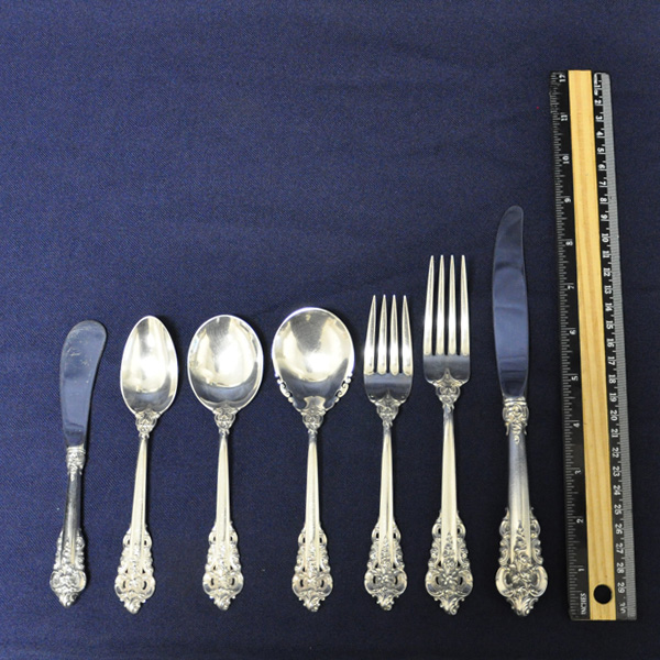 Wallace "Grande Baroque" Sterling Silver Flatware Set. 6 pc service for 12 - 91 total pcs image 2