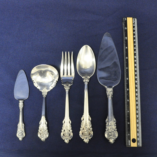 Wallace "Grande Baroque" Sterling Silver Flatware Set. 6 pc service for 12 - 91 total pcs image 3
