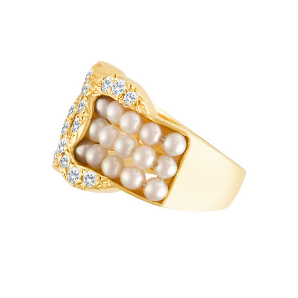 Seed pearl & diamond ring in 14k image 2