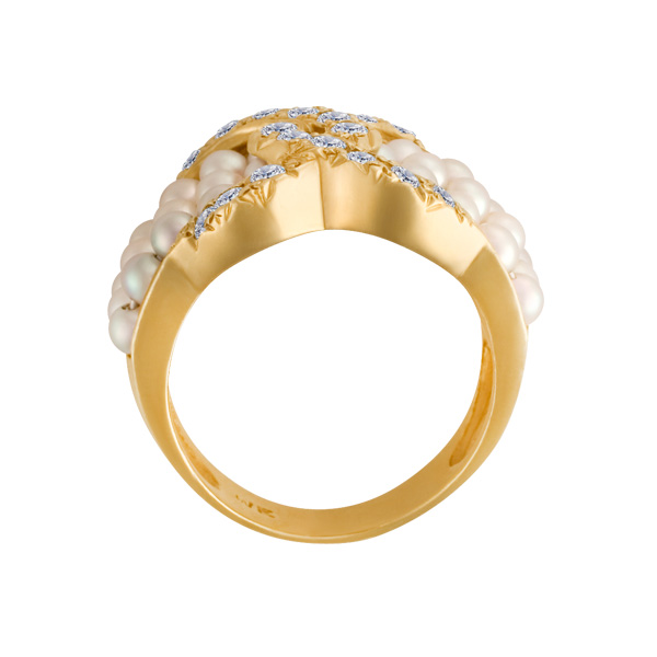 Seed pearl & diamond ring in 14k image 3