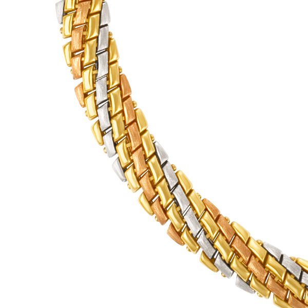 Tri-color gold  (white, rose, and yellow gold) necklace image 2