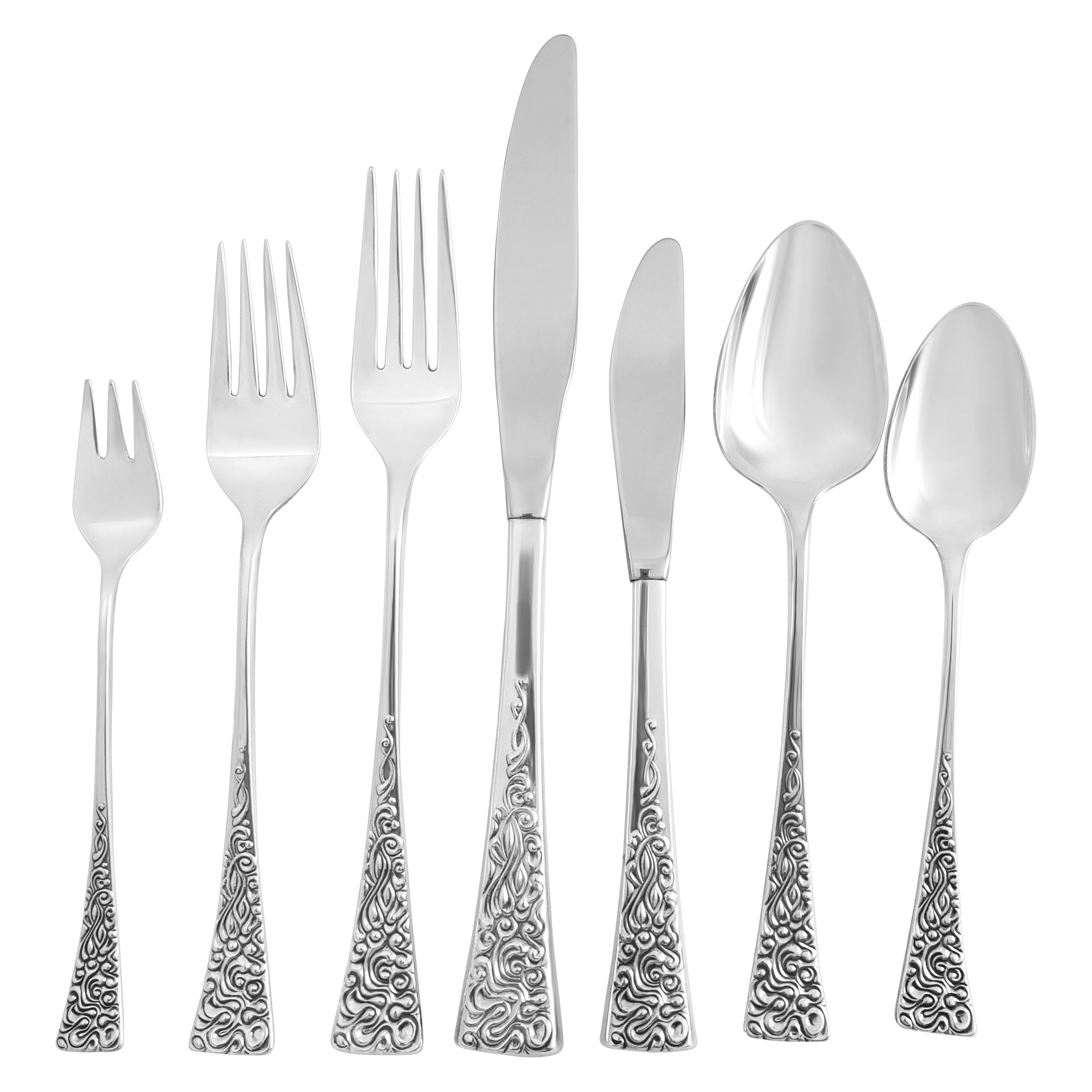 "TAPESTRY" Sterling Silver Flatware set by Reed & Barton, patented in 1964- 7 Place set for 12 with 4 serving pieces. Over 3000  grams sterling silver. image 1