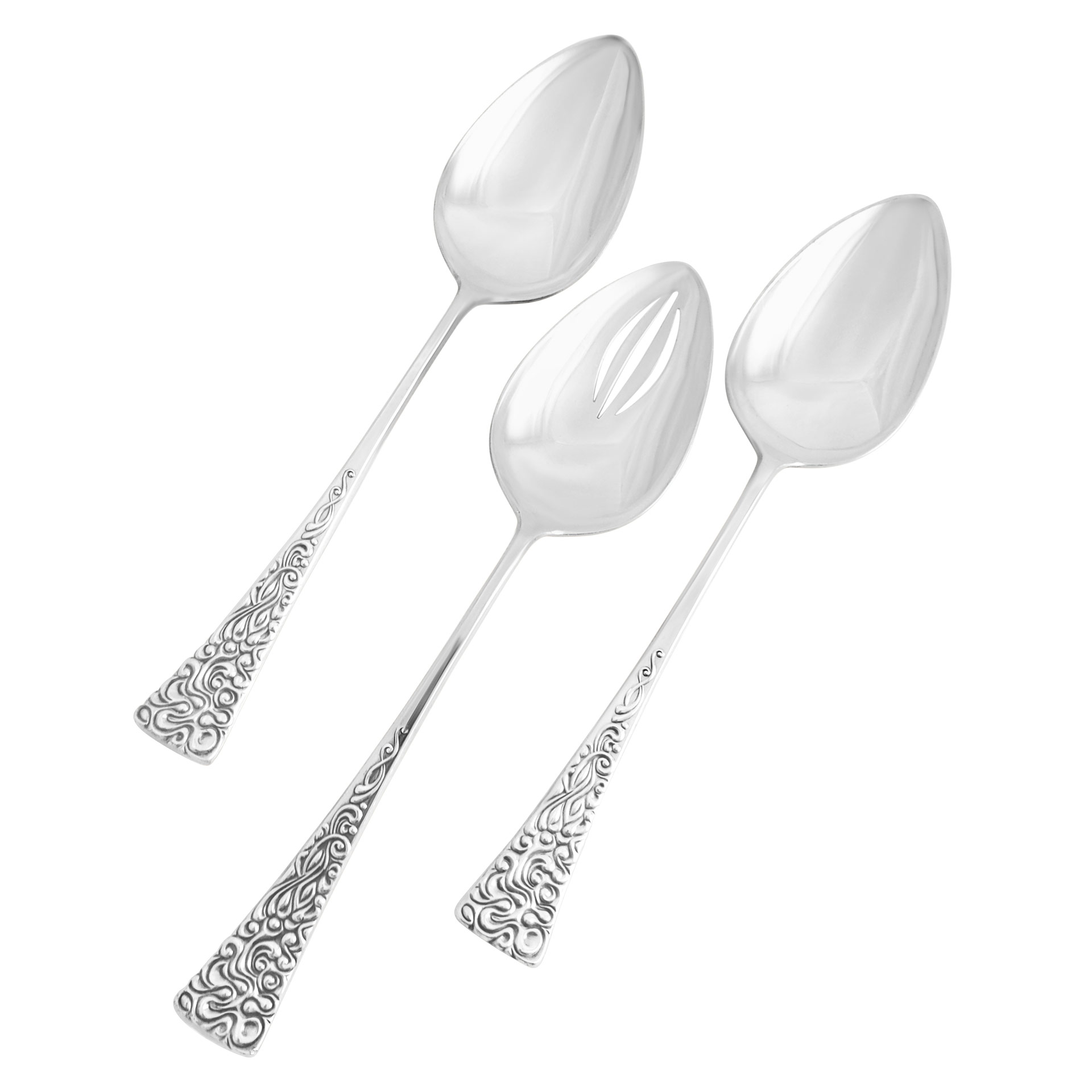 "TAPESTRY" Sterling Silver Flatware set by Reed & Barton, patented in 1964- 7 Place set for 12 with 4 serving pieces. Over 3000  grams sterling silver. image 2