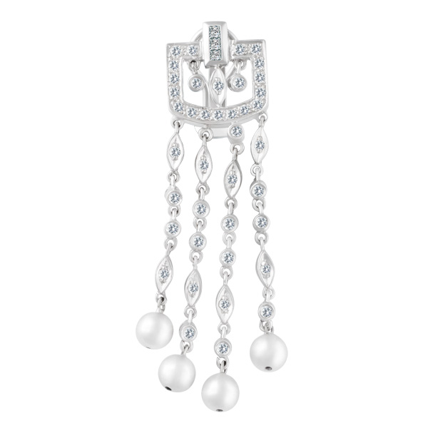 Dangle diamond earrings In 18k white gold. 1.00 carats in diamonds image 2